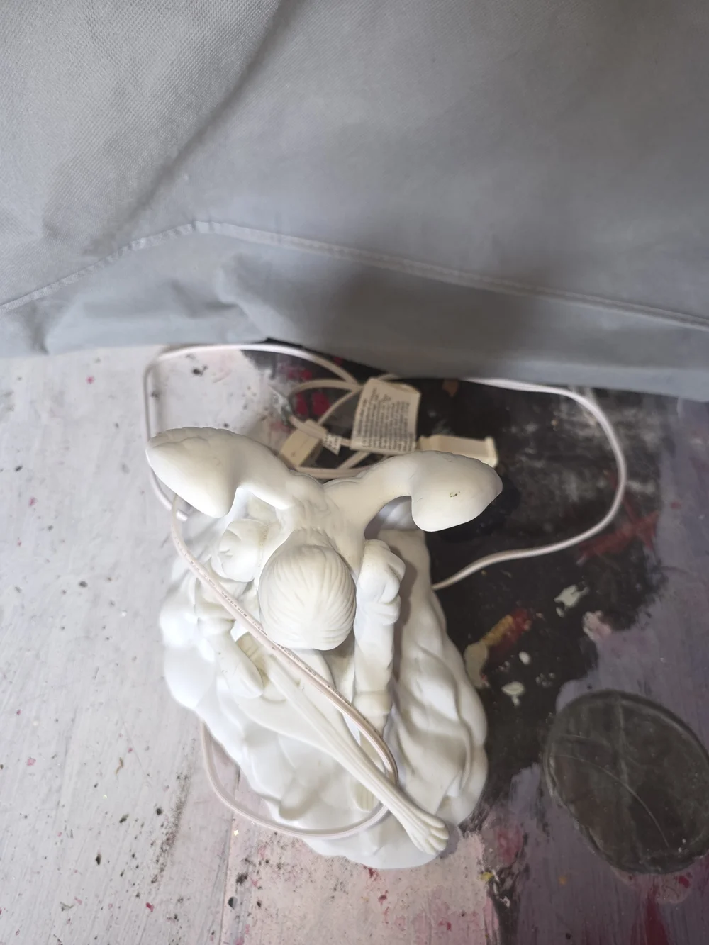 IKEA White Ceramic Angel Sculpture Playing Harp